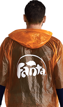 Дождевик-пончо с логотипом на спине для «Fanta»