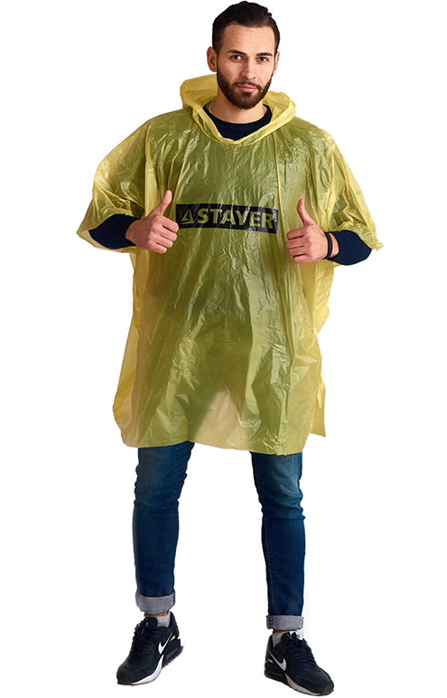 Жёлтый дождевик-дождевик-пончо с логотипом «Комфорт»