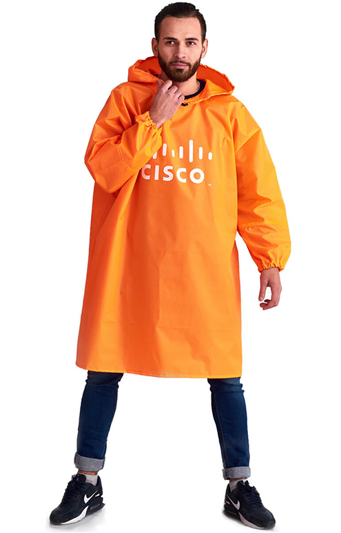 Флуоресцентно оранжевый дождевик-плащ-дождевик с логотипом «Артик»