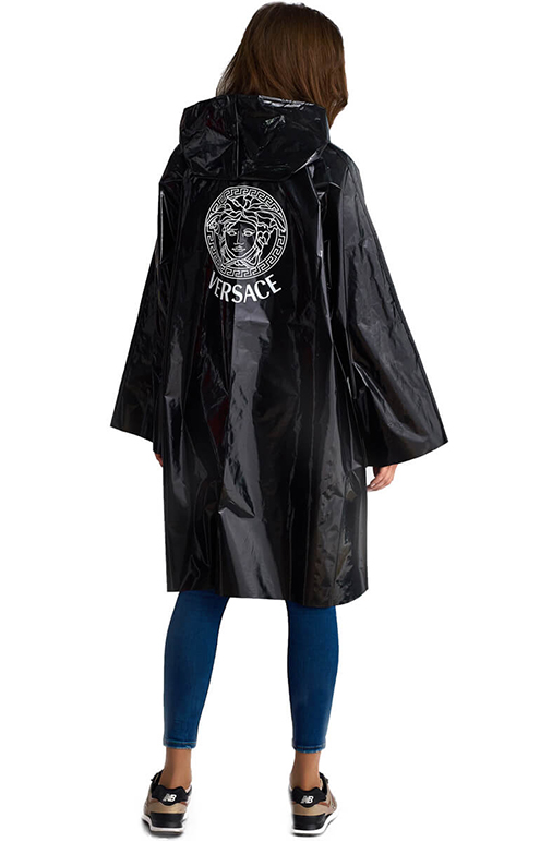 Чёрный дождевик-плащ-дождевик с логотипом «Люкс»