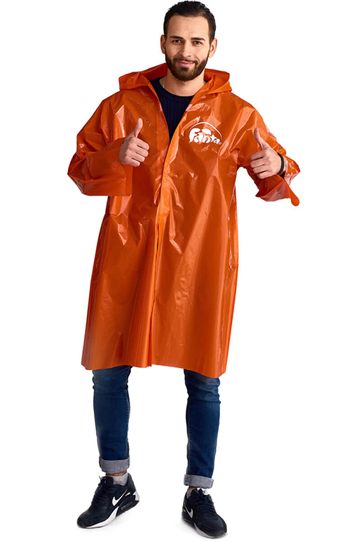Оранжевый плащ-дождевик с логотипом «Люкс»