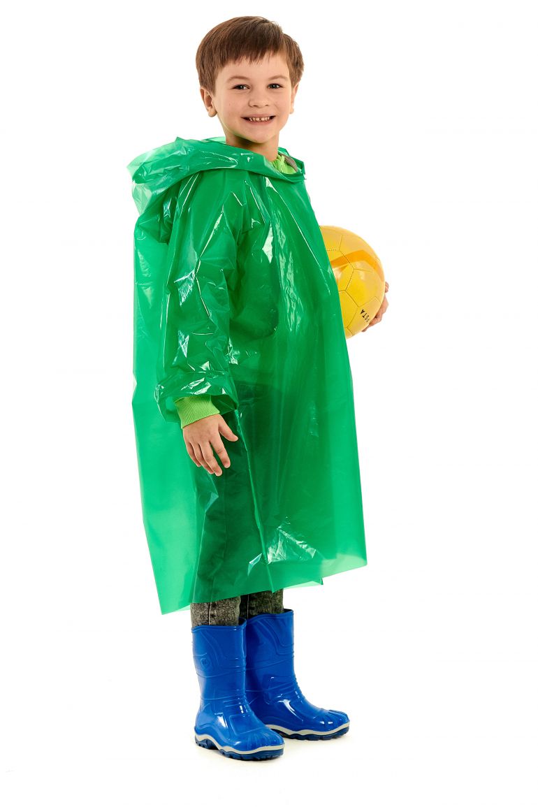 Зелёный плащ-дождевик «Стандарт детский»