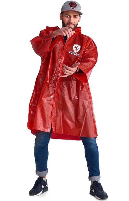 Красный плащ-дождевик с логотипом «Люкс»